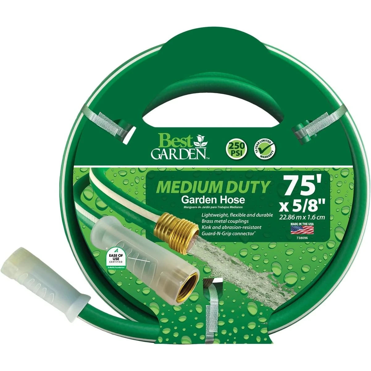 BEST GARDEN Best Garden DBAW5875V2 5/8 in. Dia x 75 ft Medium-Duty Vinyl Garden Hose with Guard-N-Grip (Replacement MPN: N/A)
