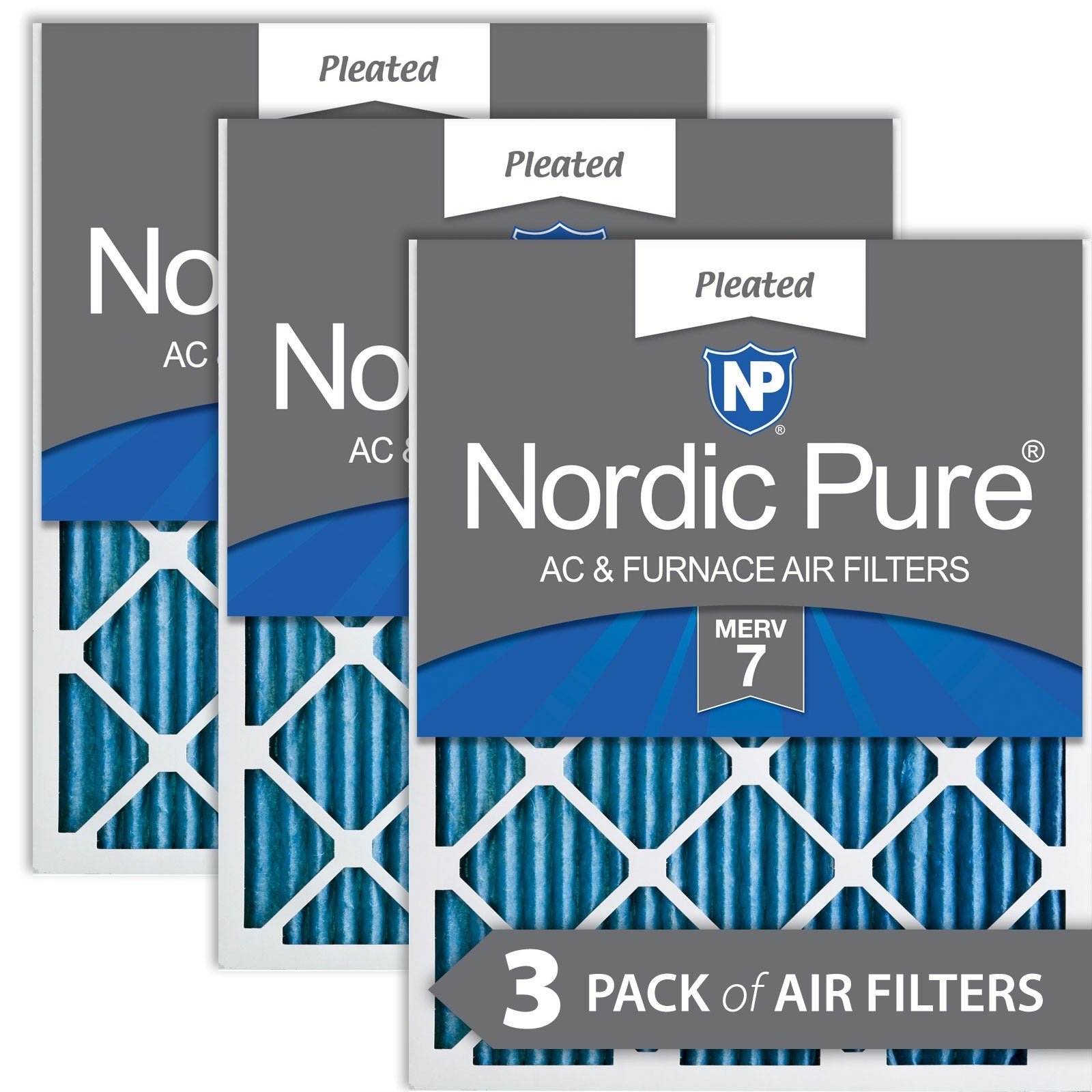 NORDIC PURE Nordic Pure 20x22x1M7-3 Pleated Furnace Filter Merv 7 3 Pack