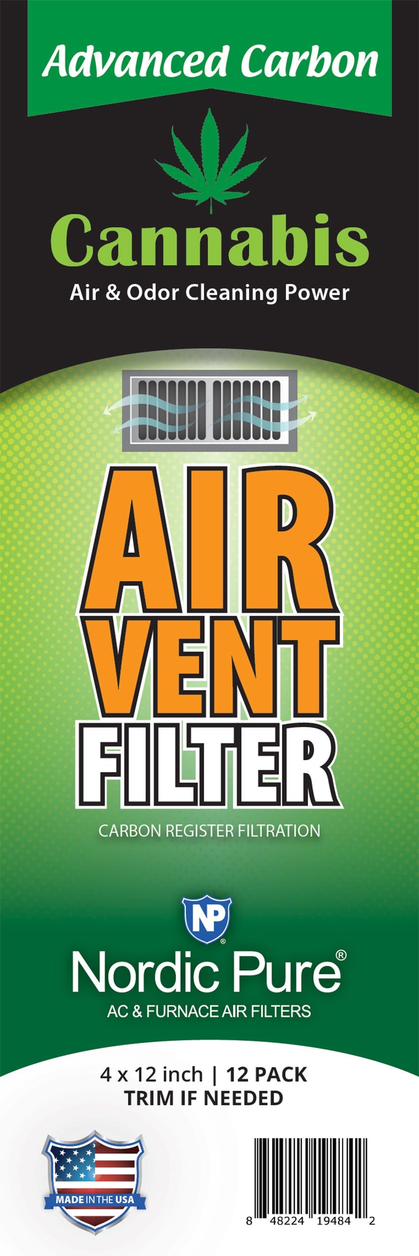 NORDIC PURE Nordic Pure AVF-advC-12-1 Carbon Vent Filter 4x12 12-pack