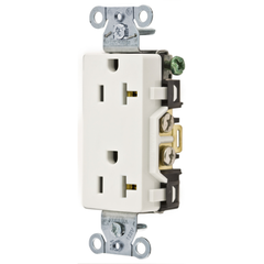 Hubbell DR20WHI 20 Amp 125 Volt 2-Pole 3-Wire NEMA 5-20R White Decorator Straight Blade Receptacle