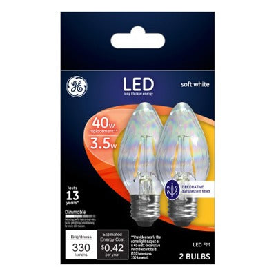 GE G E Lighting 93103494 Led Flame Bulb 3.5W 2700K 2 Pack
