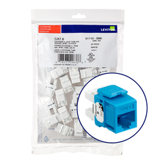 Leviton 61110-BL6 eXtreme CAT6 QuickPort Jack QuickPack, 25-Pack, Blue