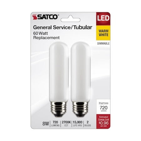 SATCO Satco S21866 T10 Led Medium Base 8W 2 Pack