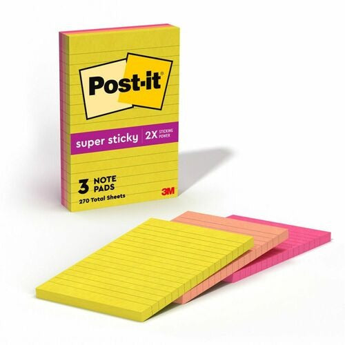 3M 3M MMM6603SSJOY Post-it Super Sticky Notes 4x6 3 Pads