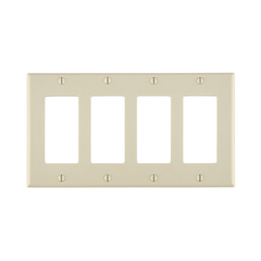 Leviton 80412-T 4-Gang Decora/GFCI Device Wallplate Standard Size Thermoset Light Almond