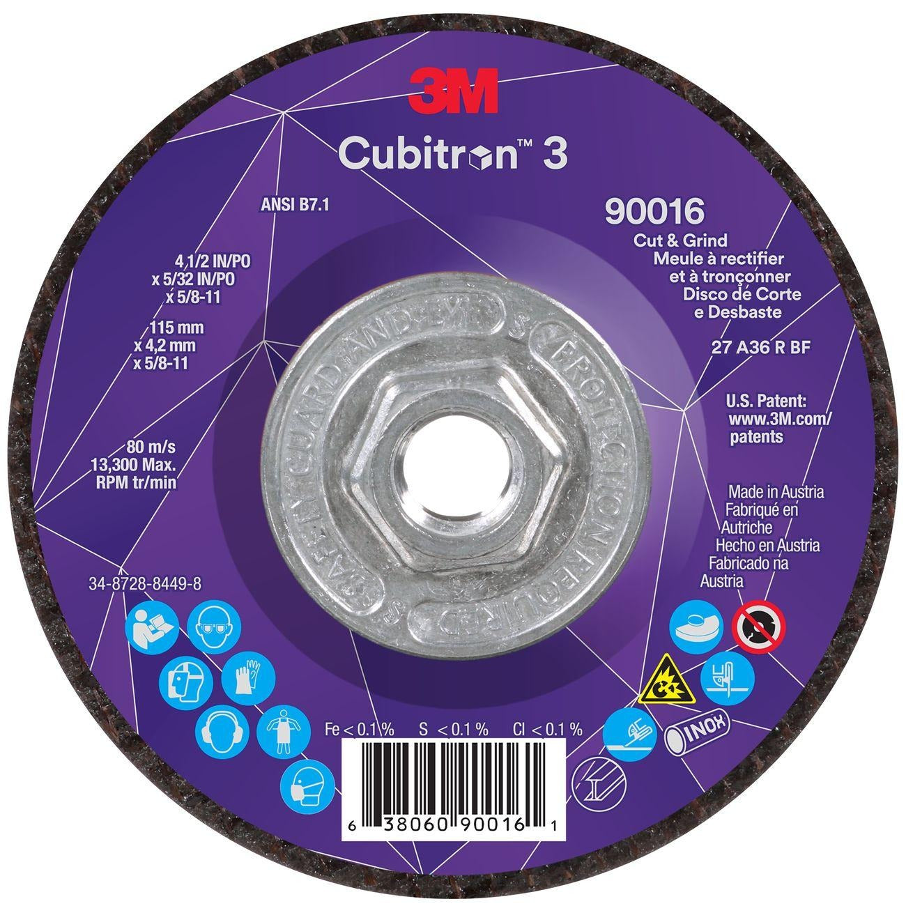 3M 3M 7100313194 Cubitron 3 Cut and Grind Wheel 4-1/2 x 5/32 x 5/8-11 (10/Case)