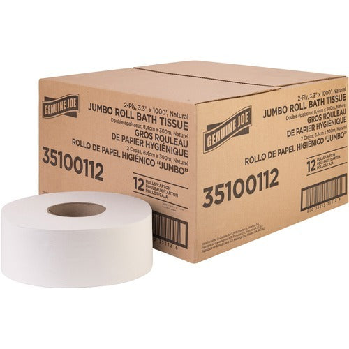 GENUINE JOE Genuine Joe GJO35100112 Jumbo Bath Tissue 2-ply 1000 Ft 12ct