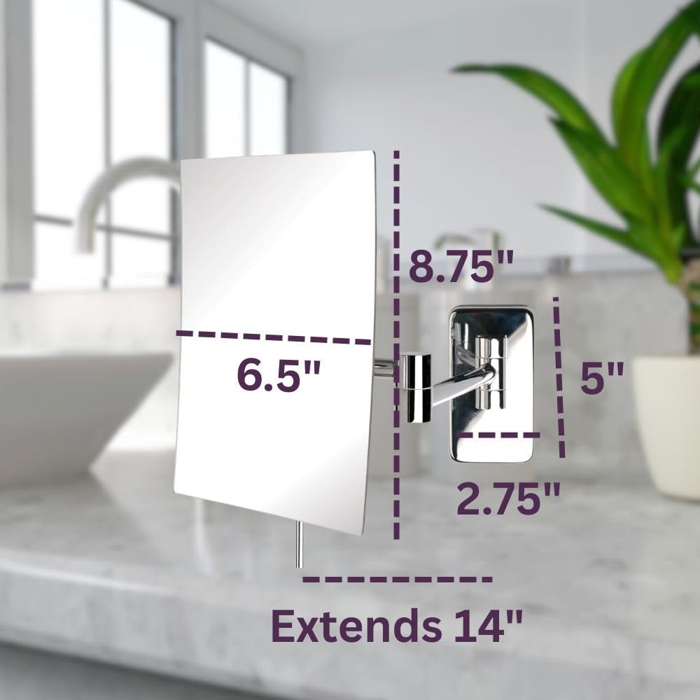 JERDON Jerdon JRT695C Wall-mounted Makeup Mirror 5X Magnification
