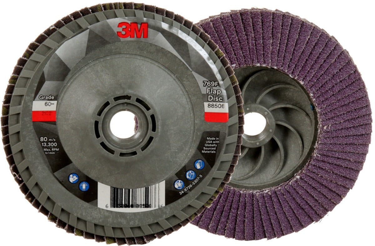 3M 3M 7100243874 Flap Disc 769F 60+ Grit (4-1/2 in / 10 per case / Type 29)