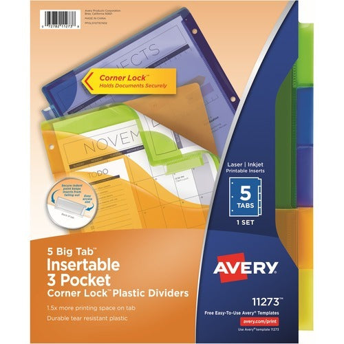 AVERY Avery AVE11273 Plastic Dividers 5 Tab Letter Size