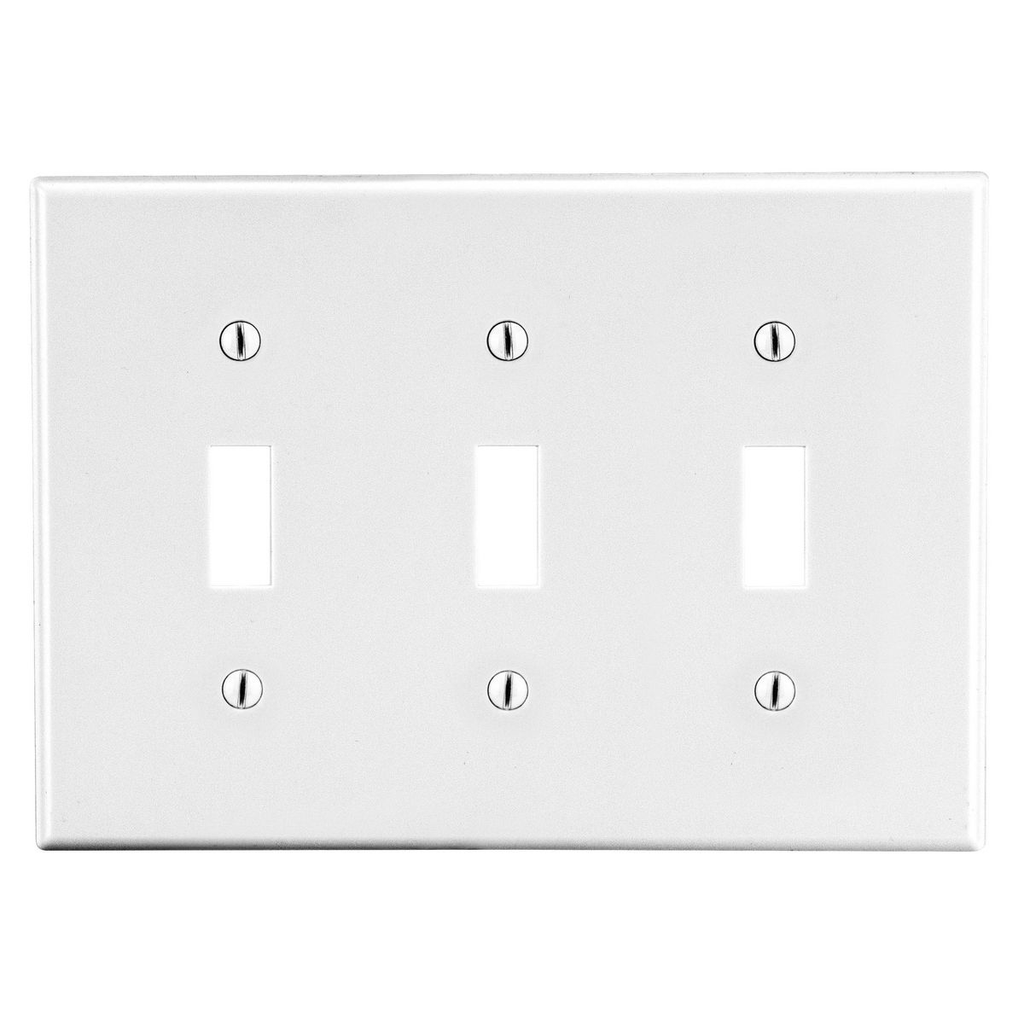 Hubbell Wiring Device-Kellems P3W 3-Gang Toggle Wallplate, White