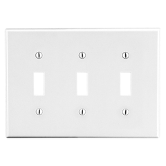 Hubbell Wiring Device-Kellems P3W 3-Gang Toggle Wallplate, White