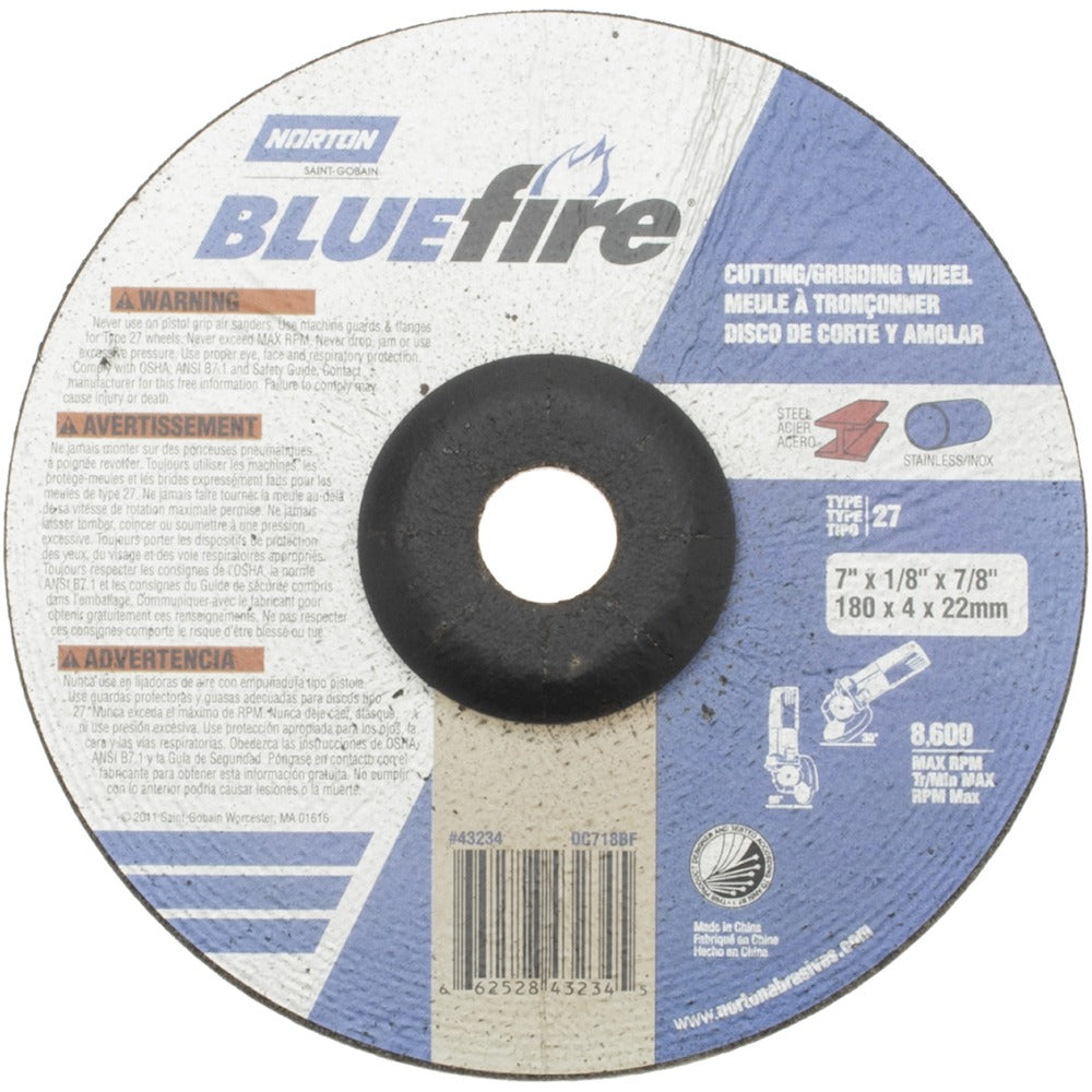 NORTON Norton 66252843234 Type 27 7 Inch Grinding Wheel 30 Grit