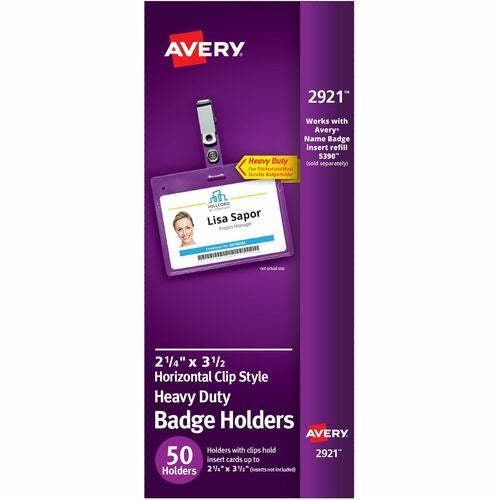 AVERY Avery AVE2921 Clear Badge Holder Landscape Box of 50