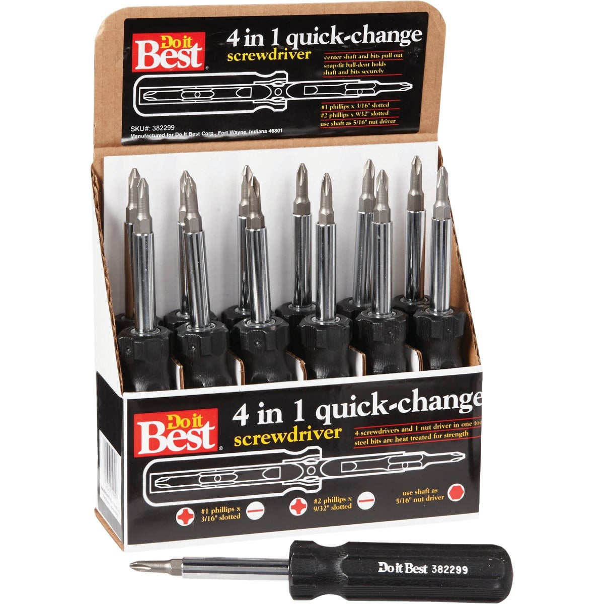 BSC PREFERRED Bsc Preferred 382299 4-in-1 Screwdriver Phillips Slotted