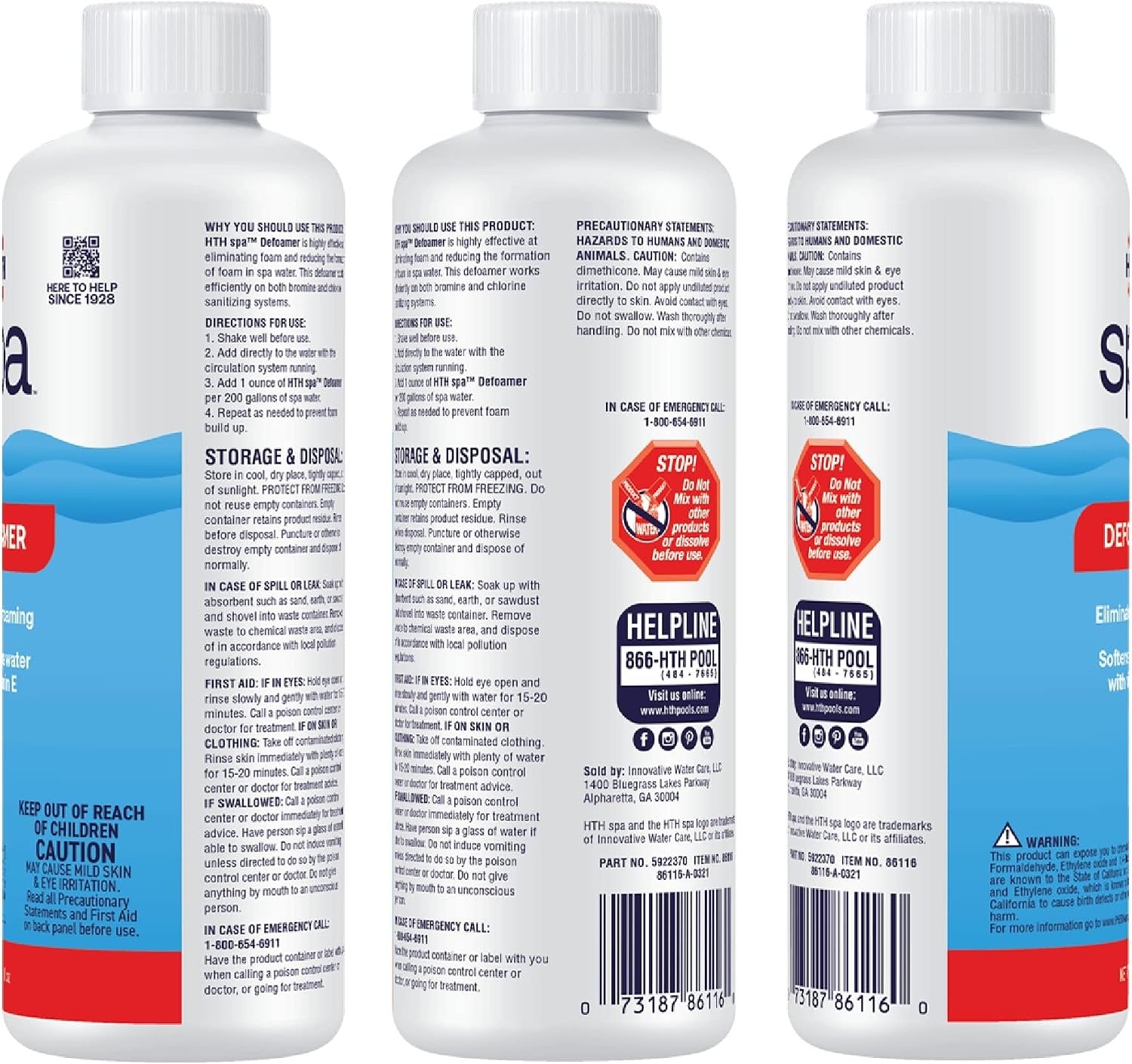 HTH Hth 86116 Spa Defoamer (Pint Pack of 6)