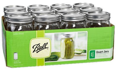 BALL Ball 67000 Wide Mouth Quart Mason Jar 12 Pack