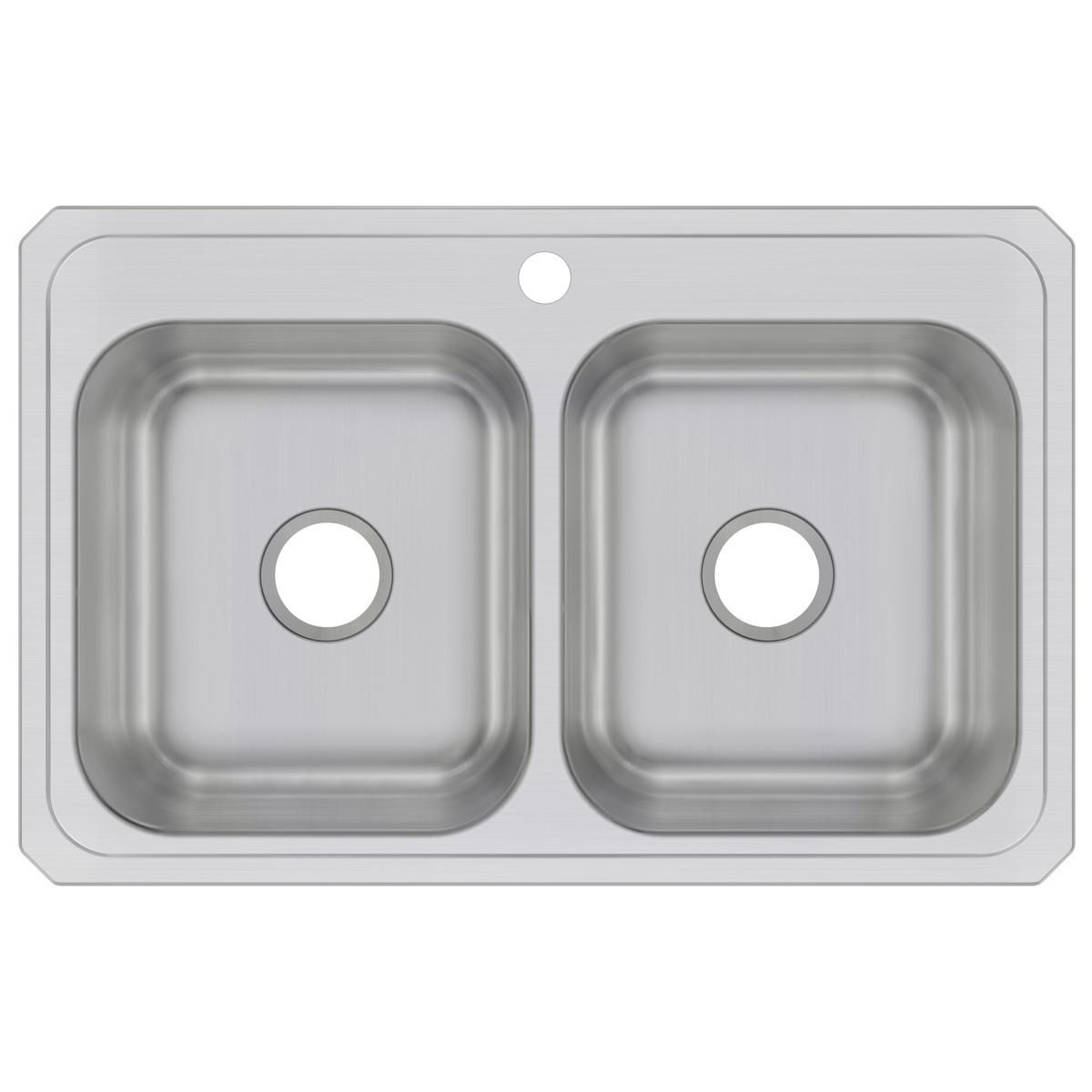 Elkay CR3321-1 Celebrity Stainless Steel 33 x 21-1/4 x 6-7/8 Equal Double Bowl Drop-in Sink