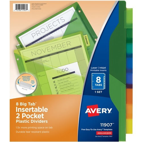 AVERY Avery AVE11907 Two-pocket Dividers 8 Multi-color Tabs