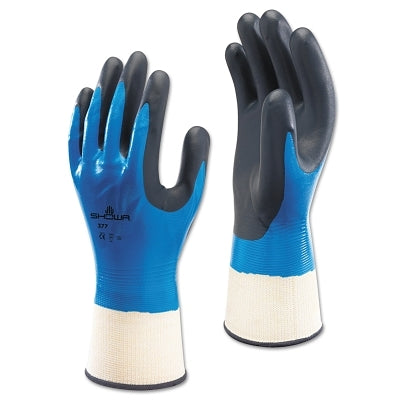 SHOWA 377M-07 Liquid Resistant Nitrile/Nitrile Foam Coated Gloves Medium