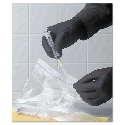 SHOWA 7700PFT-M 7700 Series Nitrile Gloves Rolled Cuff Medium Black