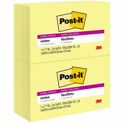 3M 3M MMM65412SSCY Super Sticky Notes 3 x 3 (12 Pack)