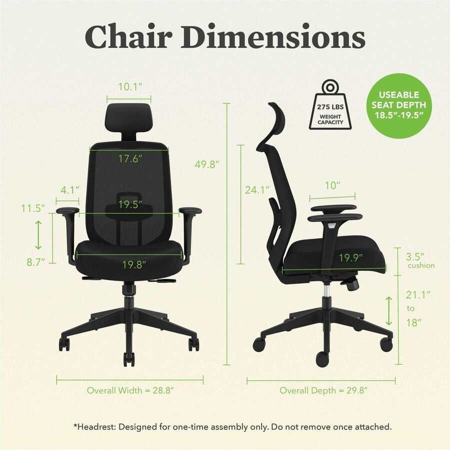 HON Hon HonALTT1UMBLK Altern Task Chair Mid Back (ALTT1UMBLK)