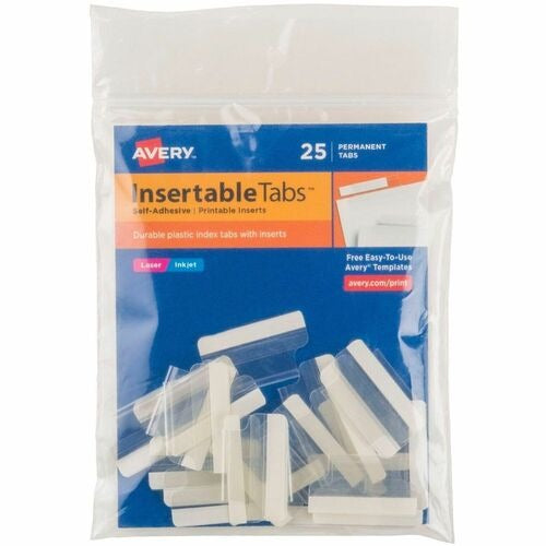AVERY Avery AVE16221 Clear Plastic Index Tabs 1/3 Cut 25 Pack
