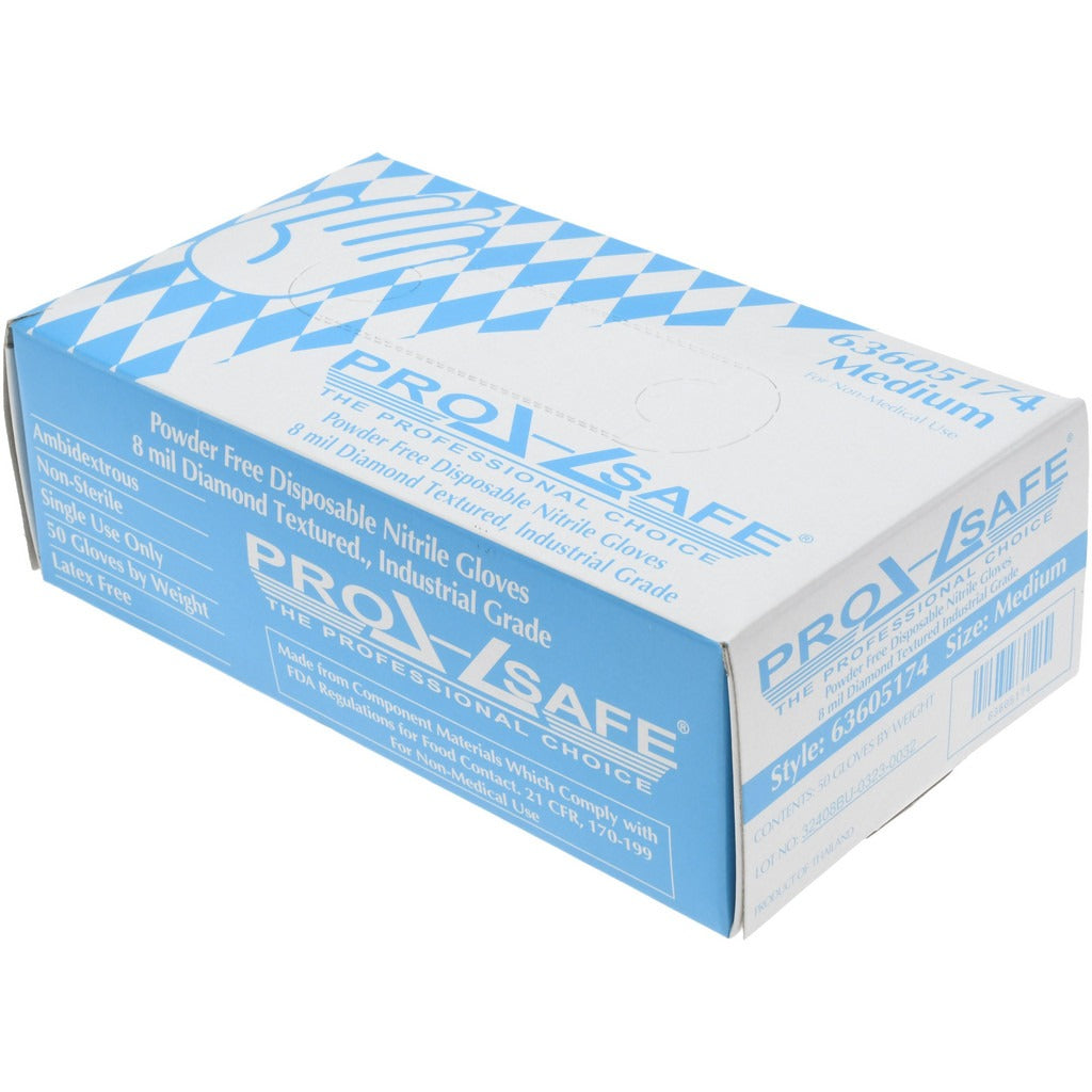 PRO-SAFE Pro-safe GL6BLD-8PFM Nitrile Gloves 8 Mil Medium 50 Pack
