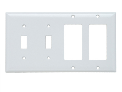 Legrand SP2262W Pass & Seymour SP2262-W Standard Combination Wall Plate, 2 Toggle / 2 Decorator