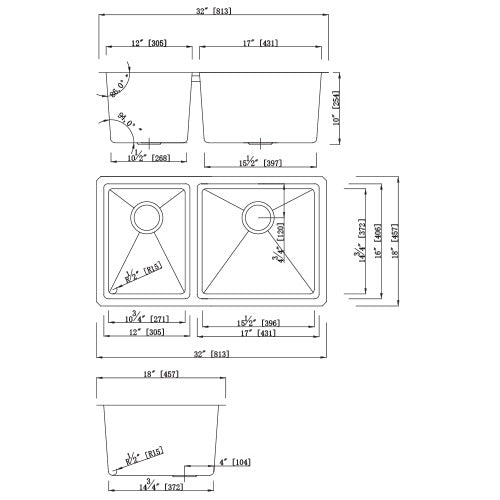 DAKOTA Dakota Plumbing Products GSM-4060 Undermount Kitchen Sink