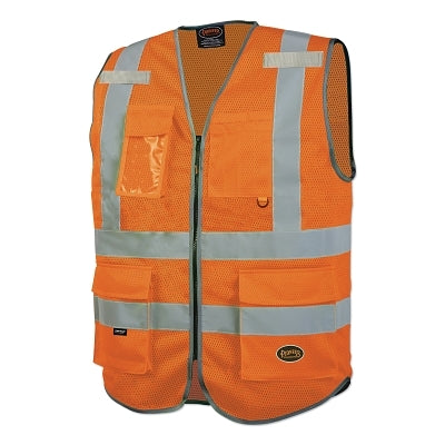 Pioneer V1024850U-M Hi-Vis Mesh Multi-Pocket Safety Vest Medium Orange