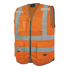 Pioneer V1024850U-3XL Hi-Vis Mesh Multi-Pocket Safety Vest 3X-Large Orange