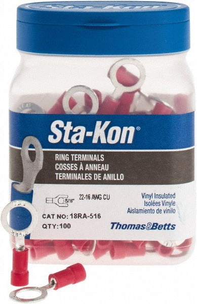 THOMAS & BETTS Thomas Betts 18RA-516 Ring Terminal 22-16 Awg 5/16 Stud 100pk
