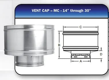 Metal-Fab 14MC Vent Pipe 14 in. Cap