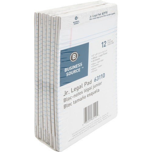 BUSINESS SOURCE Business Source BSN63110 Jr Legal Writing Pad 50 Sheets 12pk