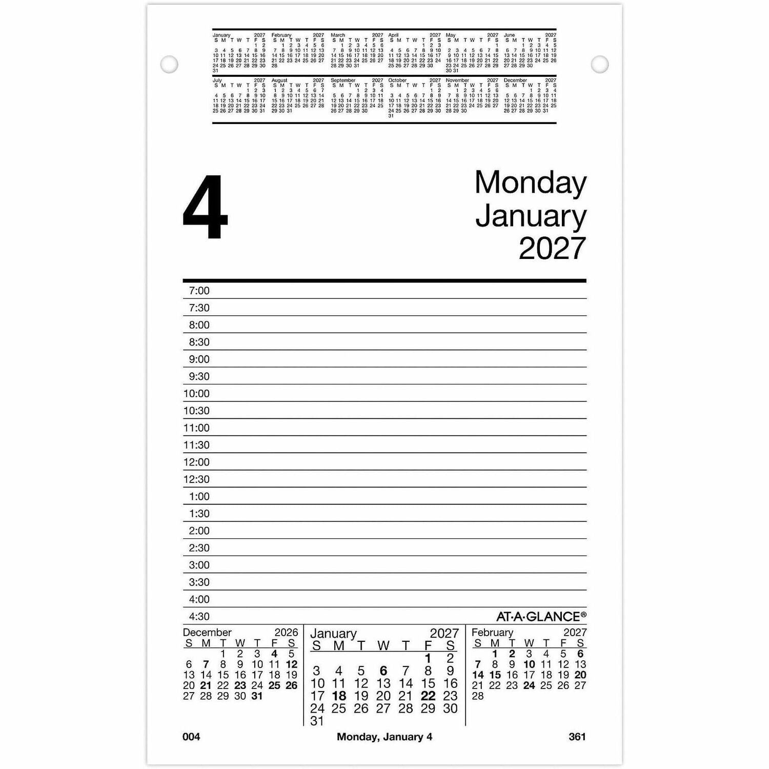 AT-A-GLANCE At-a-glance AAGE45850 Daily Desk Calendar Refill 5x8