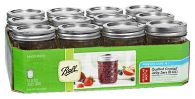 BALL Ball 1440081200 Quilted Crystal Jelly Jar 8 Oz 12 Pack