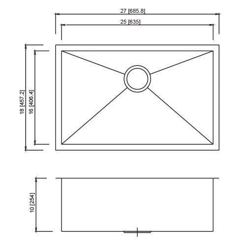 DAKOTA Dakota Plumbing Products DSZ-2718SV Zoria Undermount Kitchen Sink