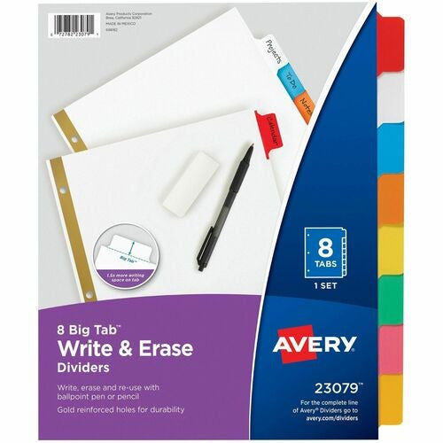 AVERY Avery AVE23079 Write-on Binder Dividers 8-tab Multi-color