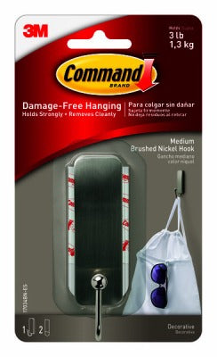 3M 3M Company 17034BN-ES Brushed Nickel Metal Hook 4 Pack