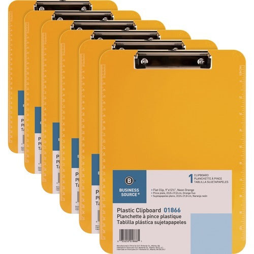 BUSINESS SOURCE Business Source BSN01866BD Clipboard Neon Orange Bundle 6