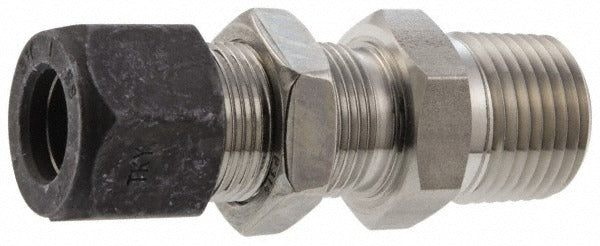 PARKER Parker 6-8 FH2BZ-SS Bulkhead Connector 1/2 in Compression Mnpt Ss