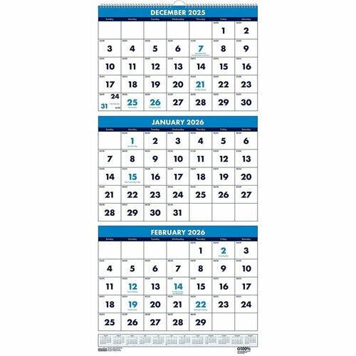 HOUSE OF DOOLITTLE House of Doolittle HOD3640 Three-month Wall Calendar