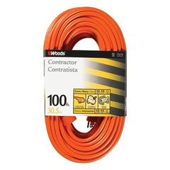 Woods Wire 530 Outdoor Round Vinyl Extension Cord 100 ft 1 Outlet Orange