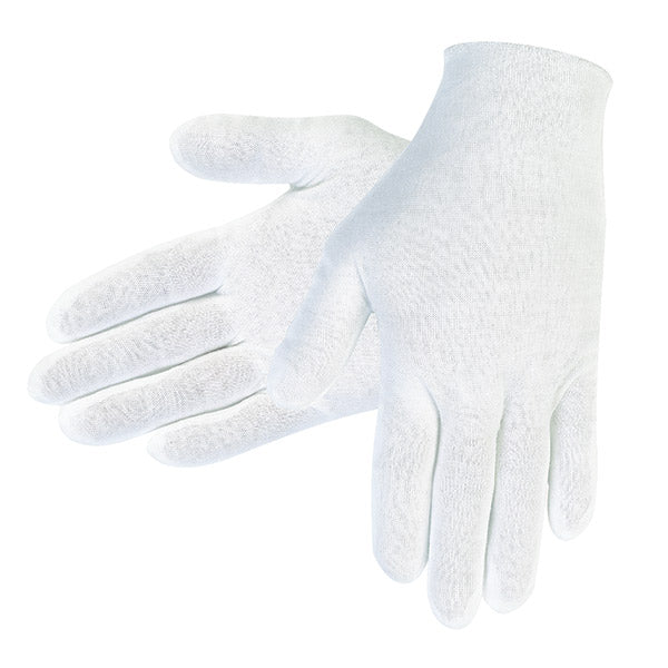 MCR Safety 8600C Inspectors Reversible/Unhemmed Cotton Blended Lisle Mens Gloves White Large 12-Pair