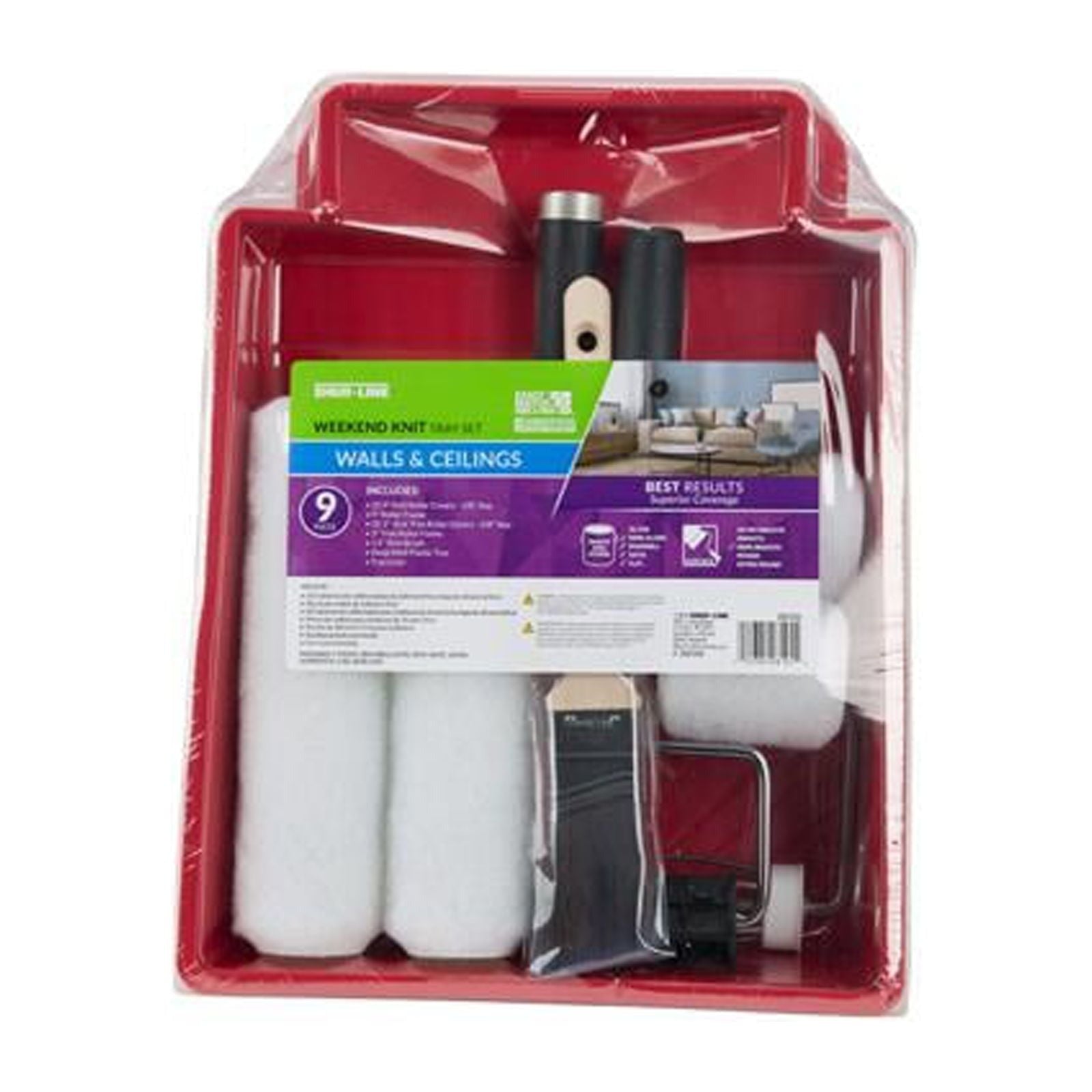 SHUR-LINE Shur-Line 2007030 Paint Roller Kit 9-Piece (3 in/9 in rollers, 3/8 in nap, 1.5 in angle brush) 48WL94