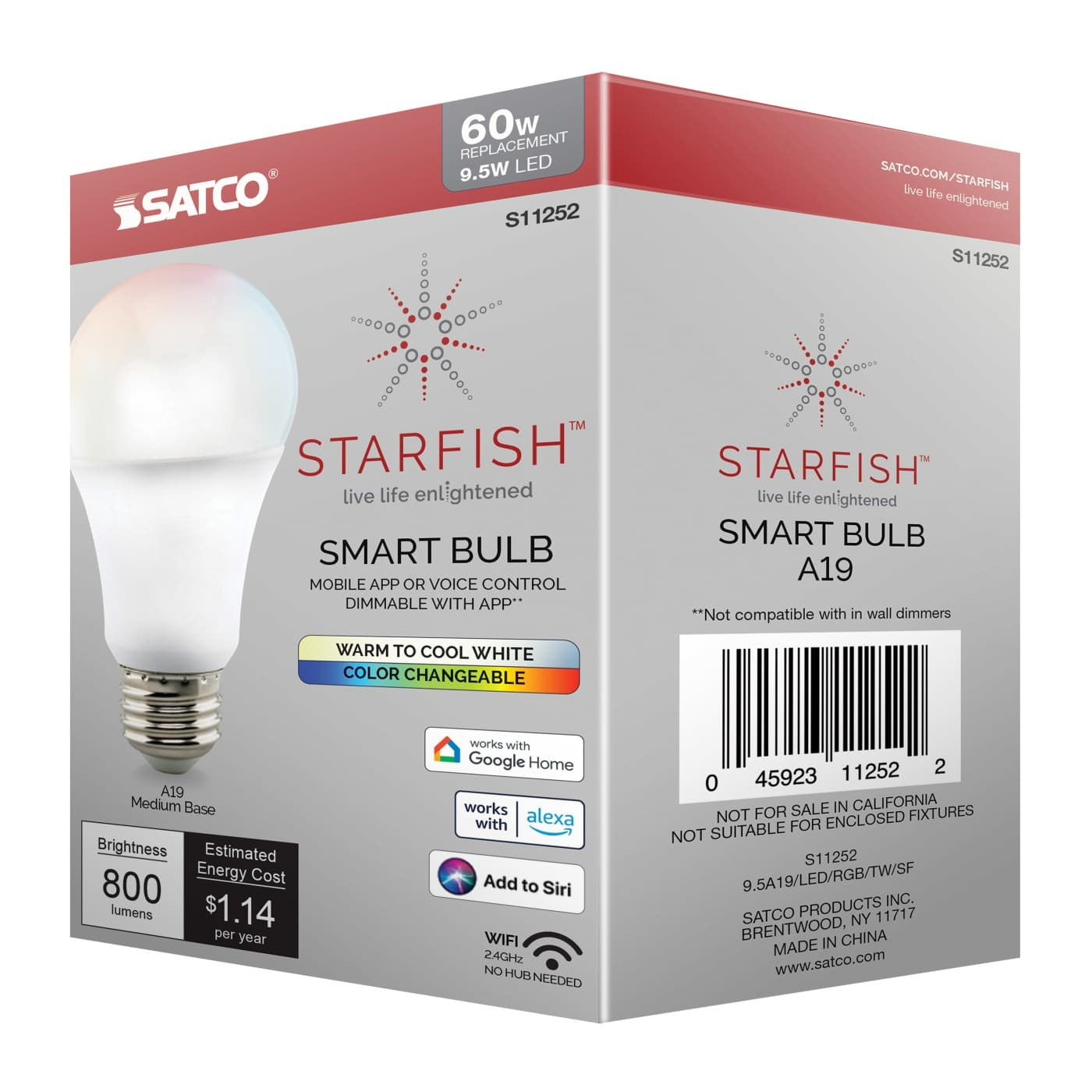 SATCO Satco S11252 Starfish IoT A19 LED 9.5 Watt (A19) S11100