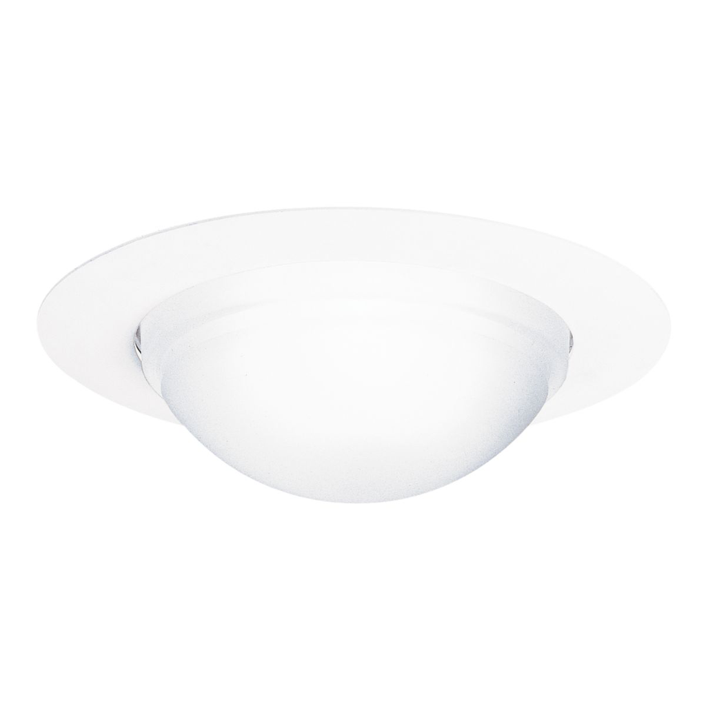 Halo 172PS 6 Trim Showerlight with Dome Lens and Reflector - Socket Supporting Wet Location & Air-tite Listed White Trim with Frosted Glass Dome