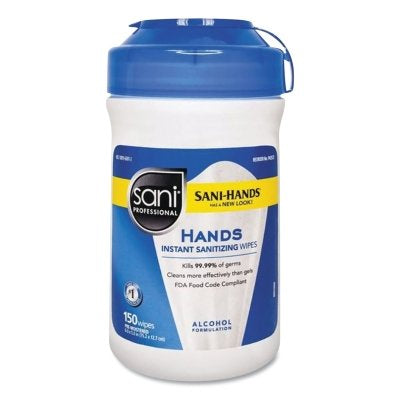 Sani Professional P43572 Hands Instant Sanitizing Wipes 150 Sheets Unscented 12 EA/CA